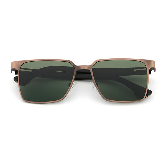 HARLOW BRONZE G15 Rectangle Sunglasses Polarized Lens Wooden Arms