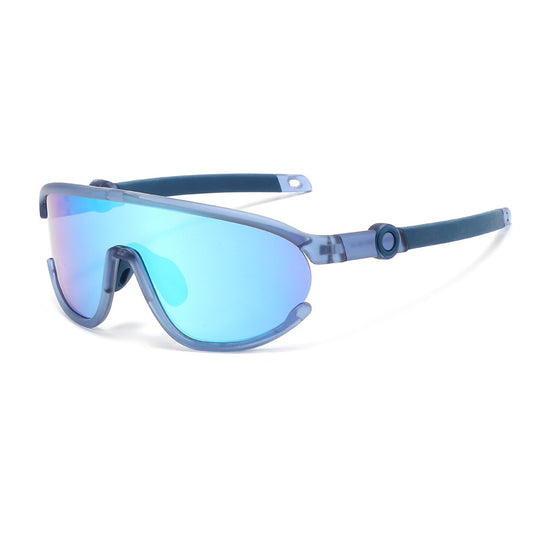Children's Cycling Sports Sunglasses #Bamboo Kids - Blue Multicolour Mirror