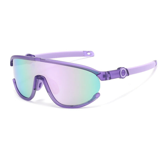 Children's Cycling Sports Sunglasses #Bamboo Kids - Purple Pink Mirror