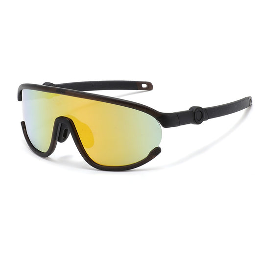 Children's Cycling Sports Sunglasses #Bamboo Kids - Black Yellow Mirror