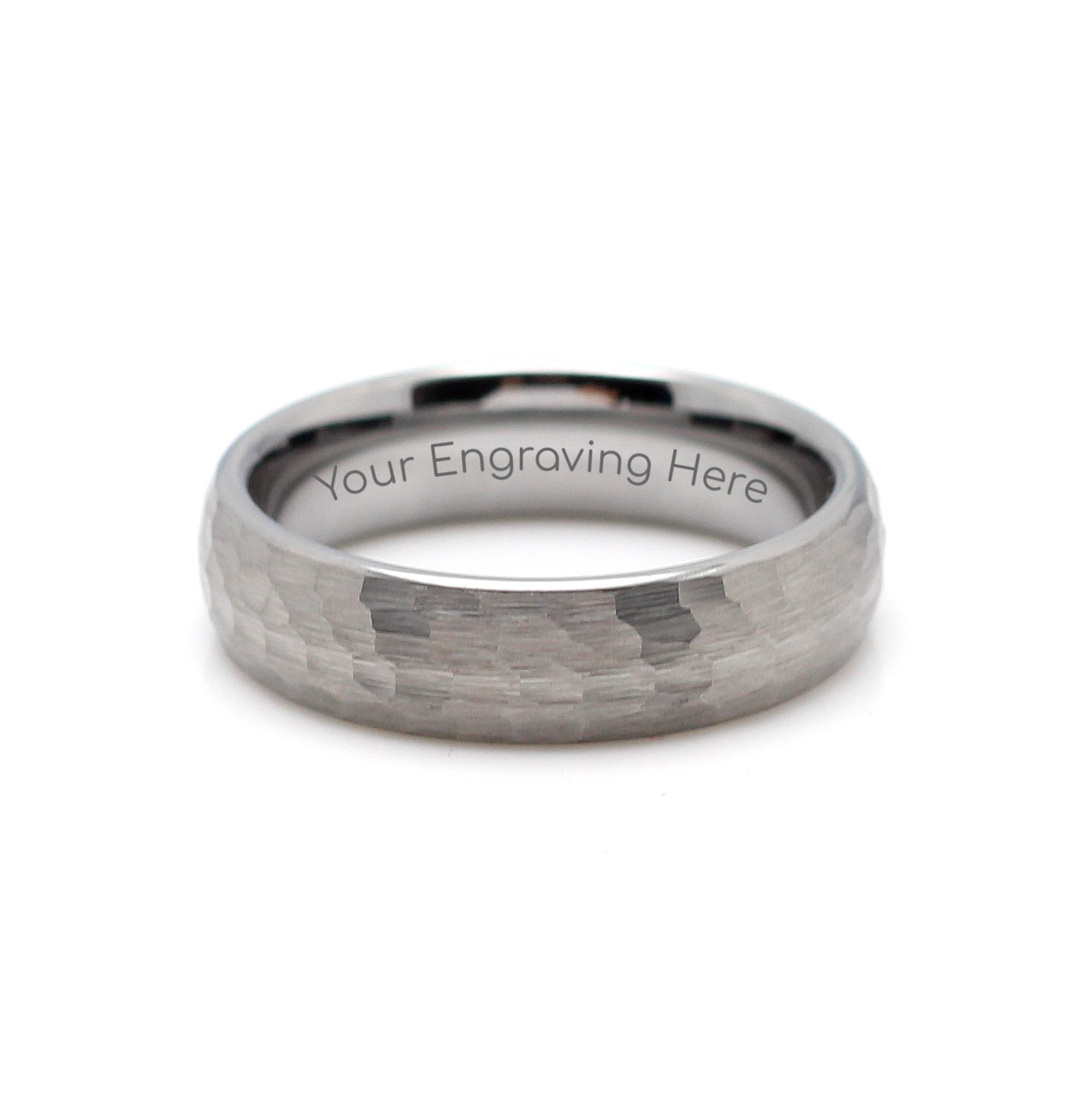 Men's Silver Hammer Tungsten Ring 6mm Band - Hashtag Bamboo