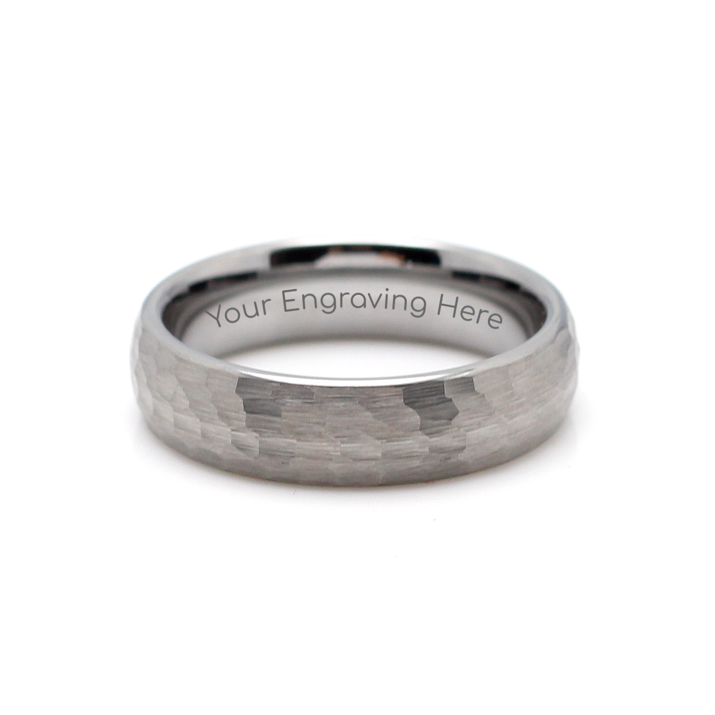 Men's Silver Hammer Tungsten Ring 6mm Band - Hashtag Bamboo