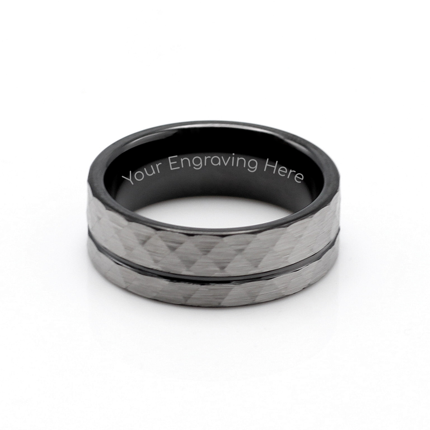 Men's Silver & Grey Hammer Tungsten Ring - Hashtag Bamboo