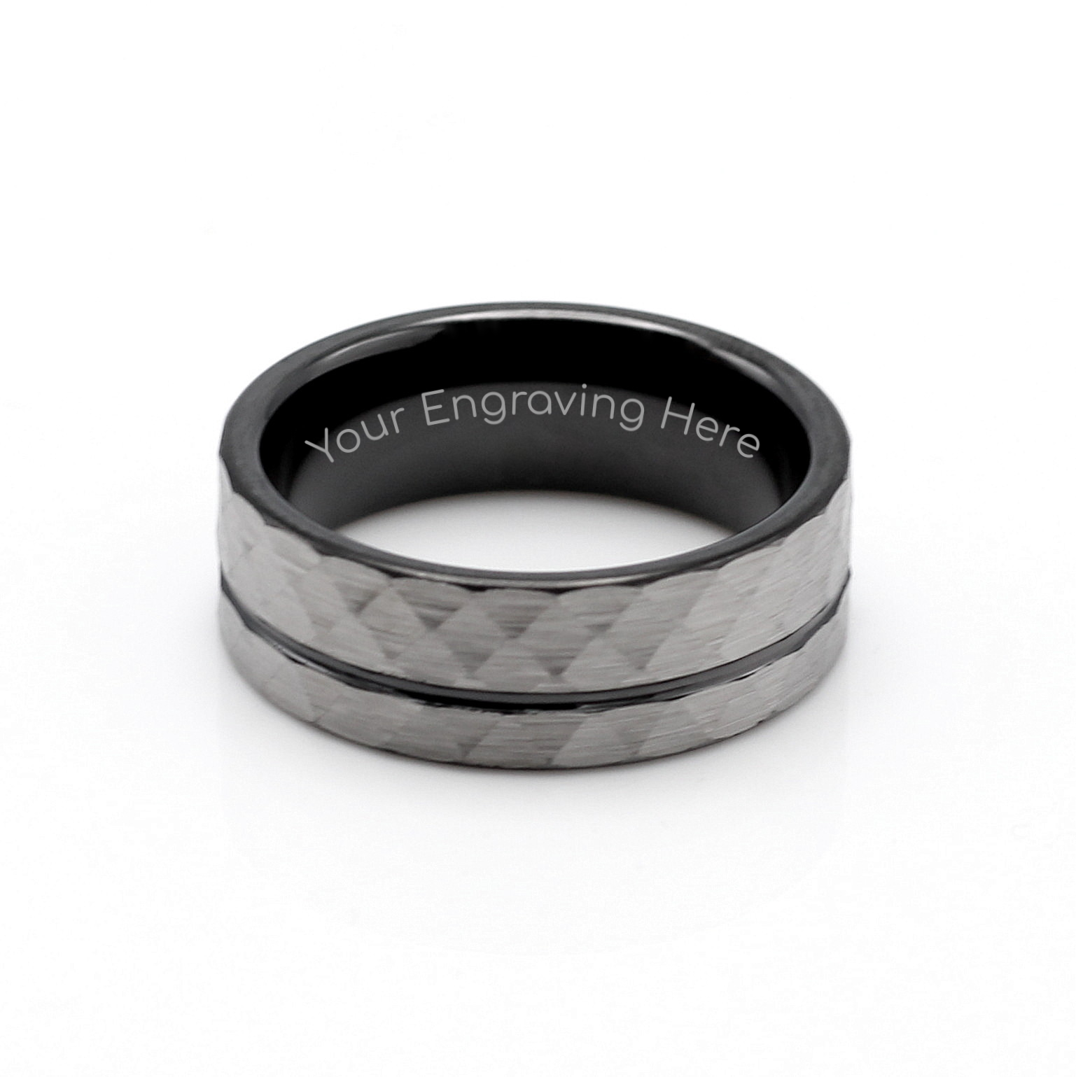 Men's Silver & Grey Hammer Tungsten Ring - Hashtag Bamboo