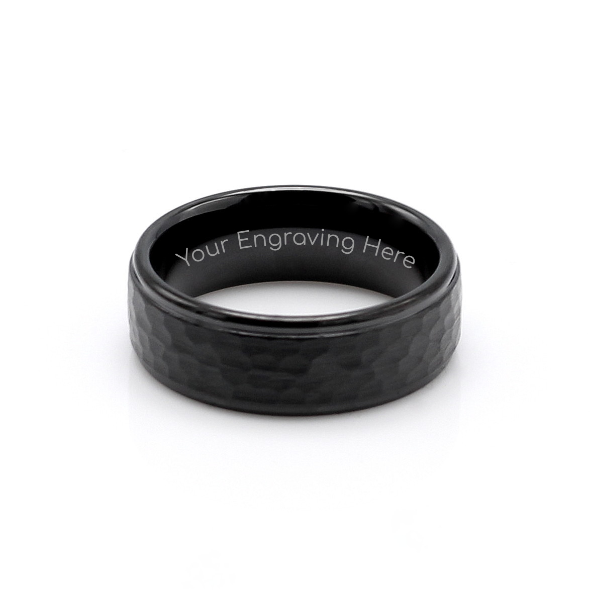 Men's Black Hammer Tungsten Ring 8mm - Hashtag Bamboo