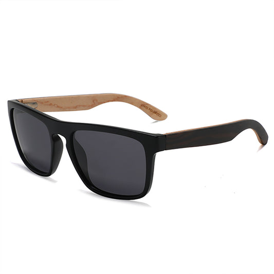 MANSHADY '85 BLACK Men's Sunglasses Polarised Lens Wooden Arms