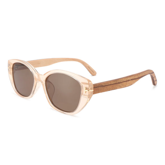 SOLARA BEIGE| Polarised Ladies Sunglasses | Natural Wood Arms