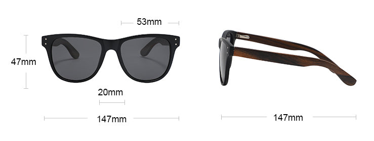 LEXI TS BLACK Ladies Sunglasses Polarised Lens Wooden Arms