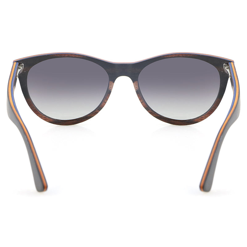 L'AMORE EBONY GREY Ladies Wood Sunglasses Polarised Lens