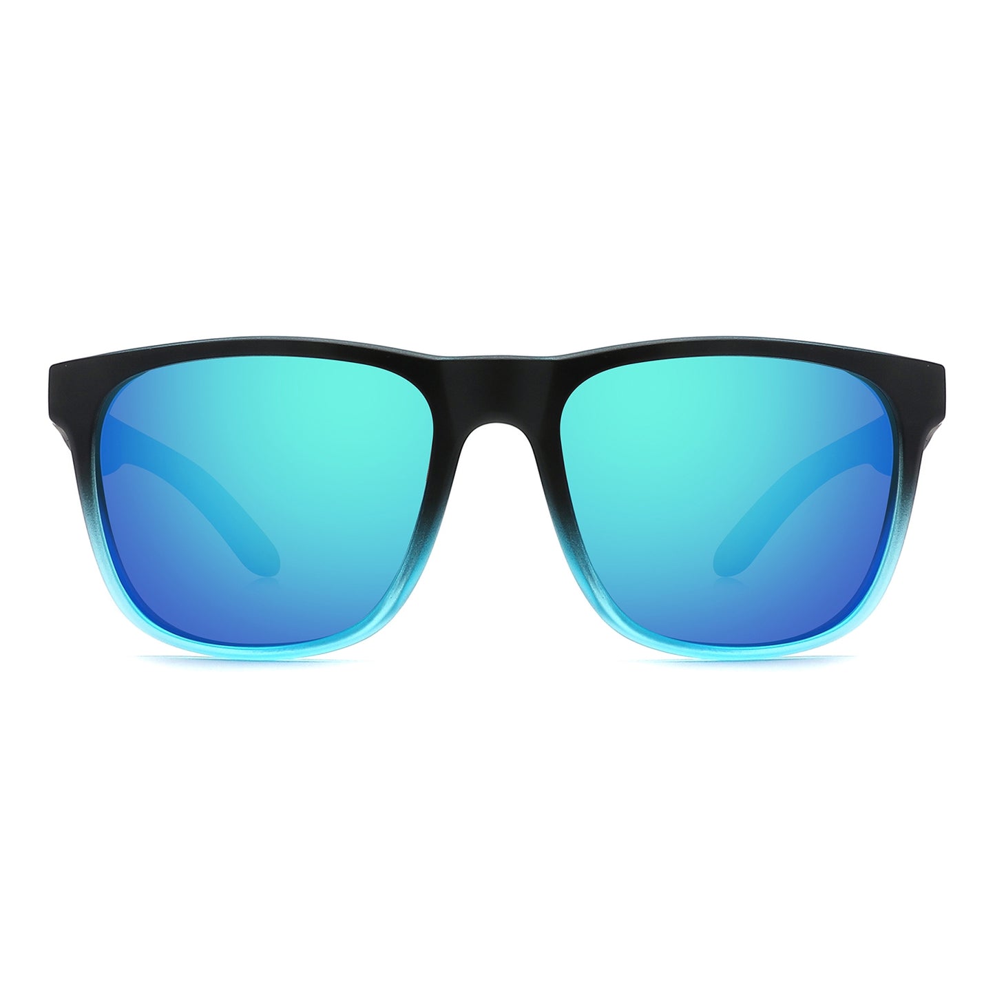 MALIK BLUE MIRROR Wayfarer Sunglasses Polarized Lens Wooden Arms