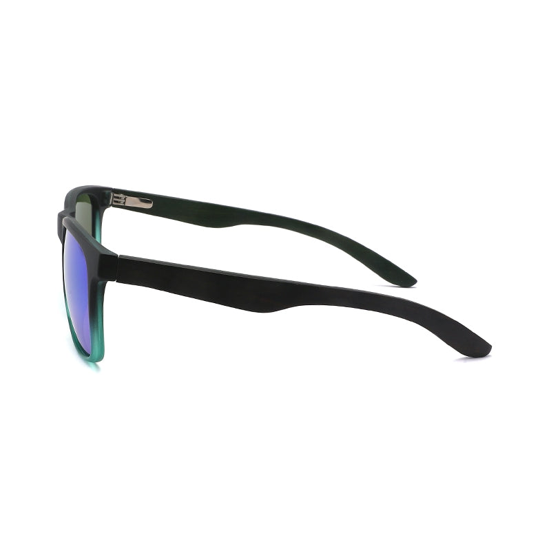 MALIK GREEN MIRROR Wayfarer Sunglasses Polarized Lens Wooden Arms
