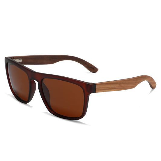 MANSHADY '85 BROWN Men's Sunglasses Polarised Lens Wooden Arms