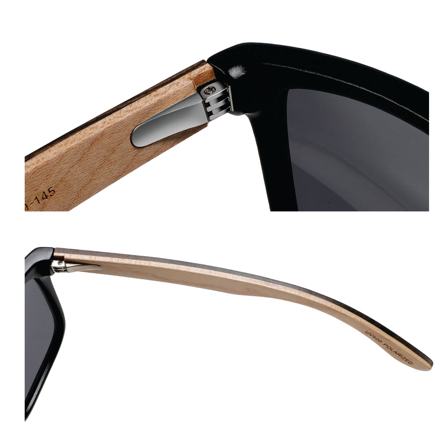 MANSHADY '85 BLACK Men's Sunglasses Polarised Lens Wooden Arms