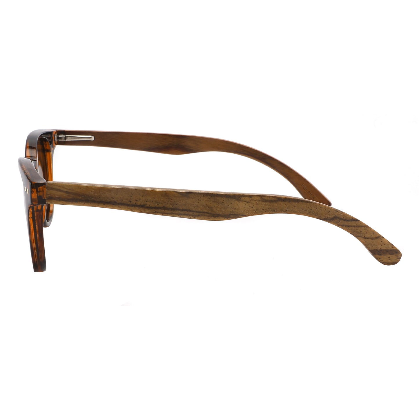 MARISOL BROWN TS| Round Polarised Sunglasses | Natural Wood Arms