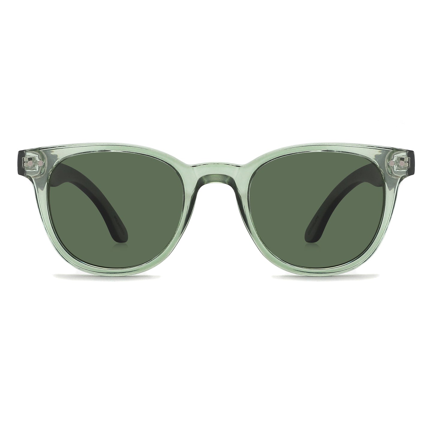 MARISOL OLIVE GREEN| Round Polarised Sunglasses | Natural Wood Arms