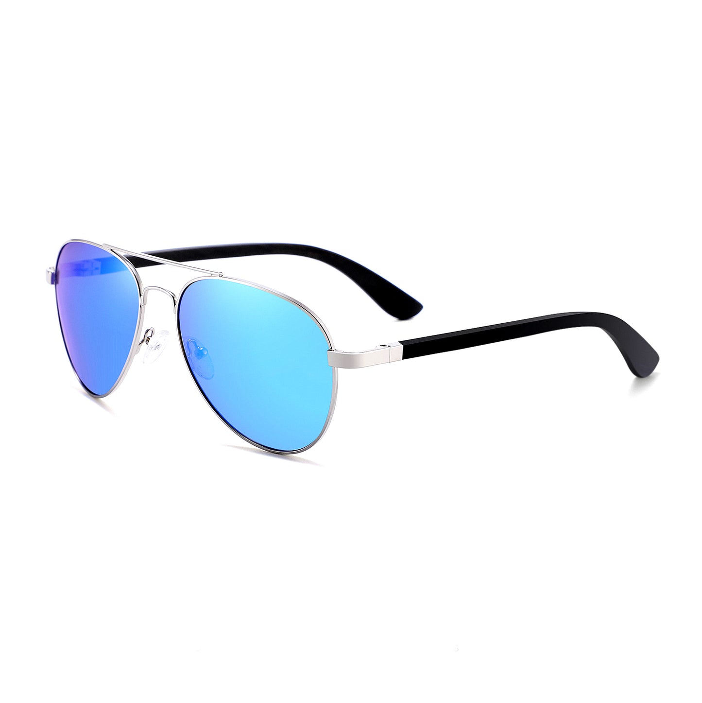 MAVERICK BLUE Aviator Sunglasses Polarised Mirror Lens Wooden Arms