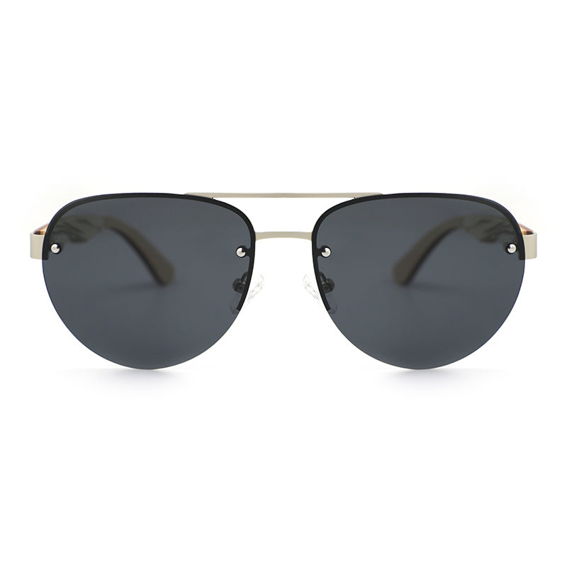RADAR BLACK Sunglasses Stainless Steel Polarised Lens Wooden Arms