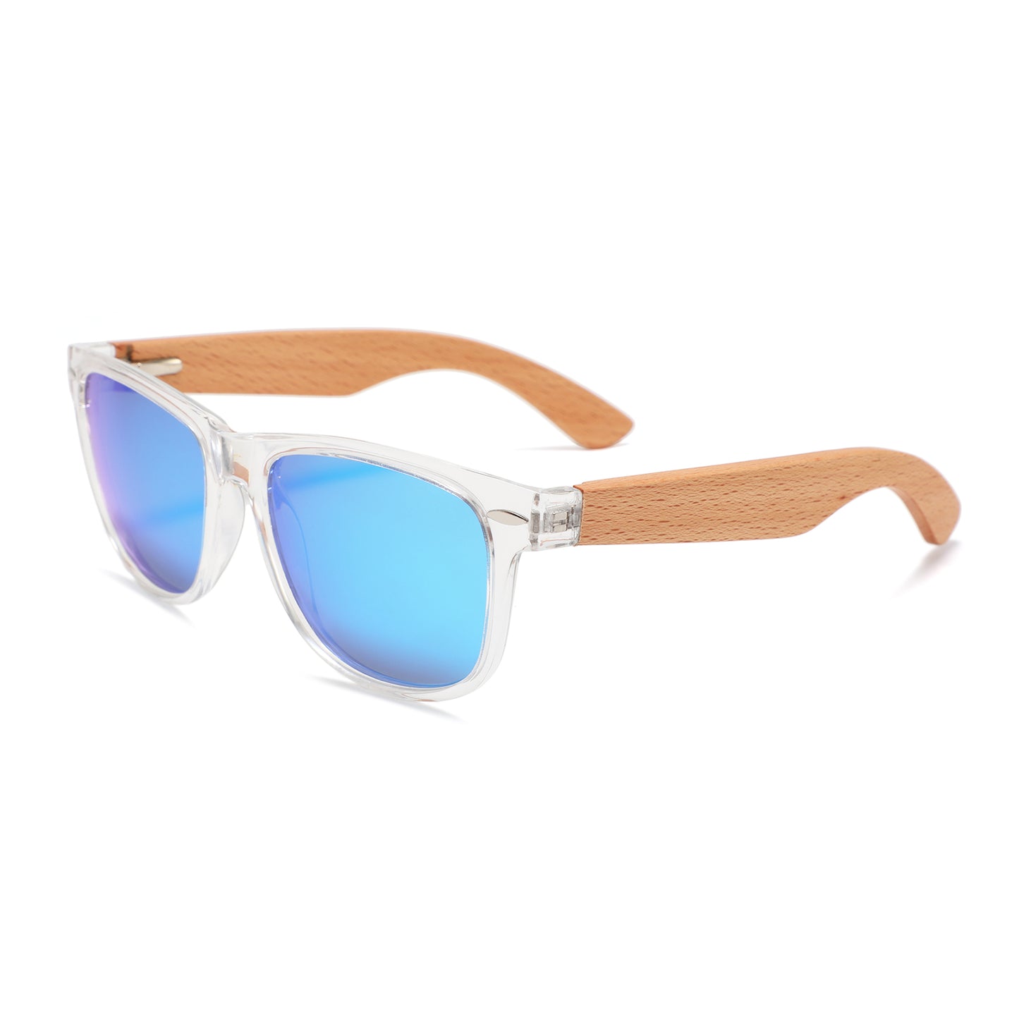 VAYA CLEAR BLUE Sunglasses Polarised Mirror Lens Wooden Arms