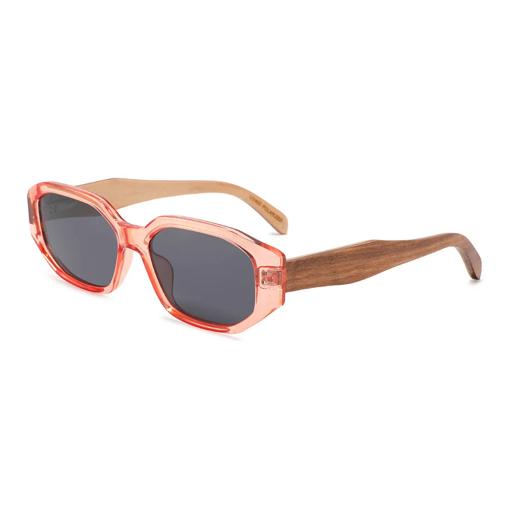 VITA CORAL Geometric | Polarised Ladies Sunglasses | Wooden Arms - Hashtag Bamboo