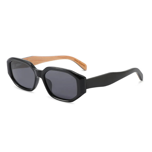VITA BLACK Geometric | Polarised Ladies Sunglasses | Wooden Arms