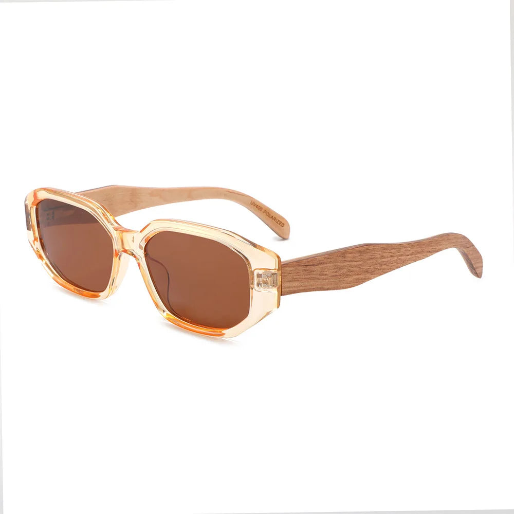 VITA AMBER Geometric | Polarised Ladies Sunglasses | Wooden Arms - Hashtag Bamboo
