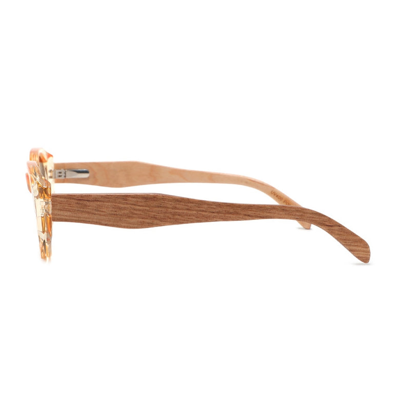 VITA AMBER Geometric | Polarised Ladies Sunglasses | Wooden Arms - Hashtag Bamboo