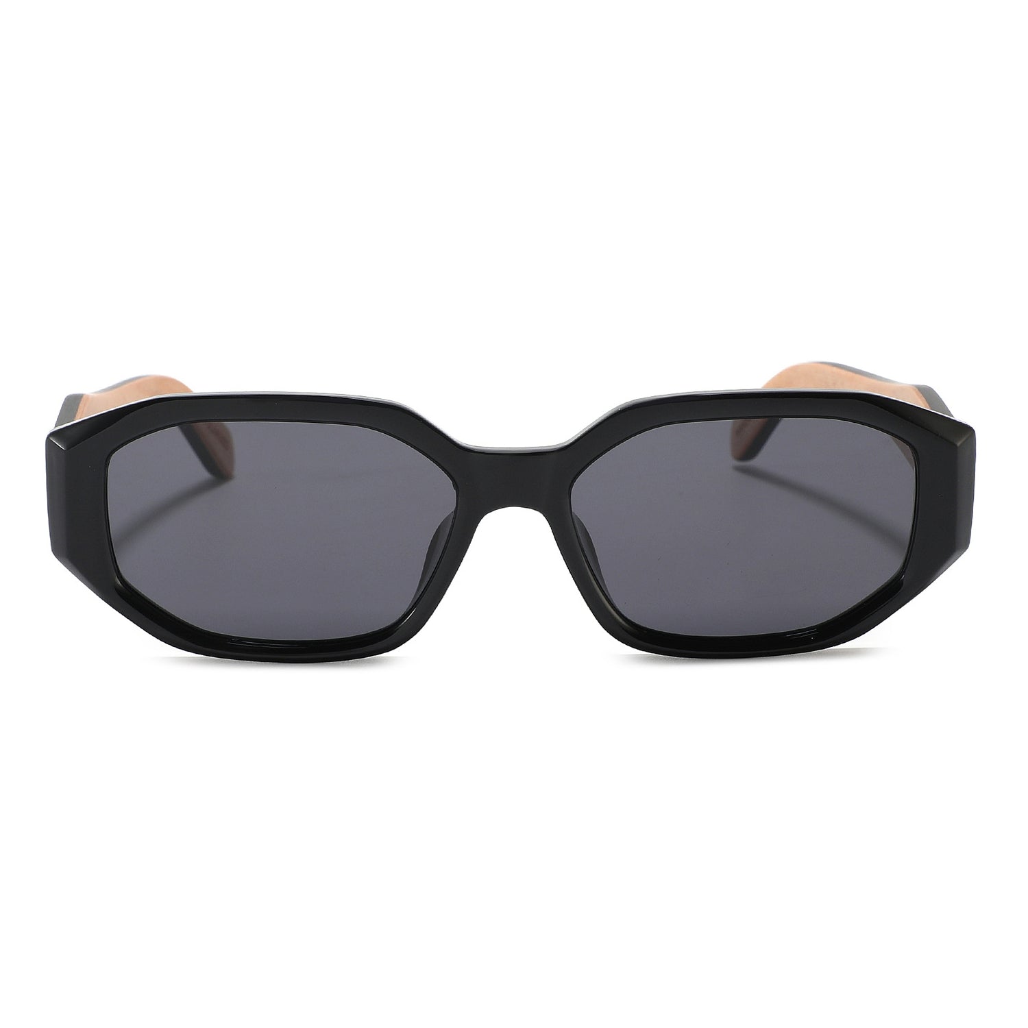 VITA BLACK Geometric | Polarised Ladies Sunglasses | Wooden Arms - Hashtag Bamboo