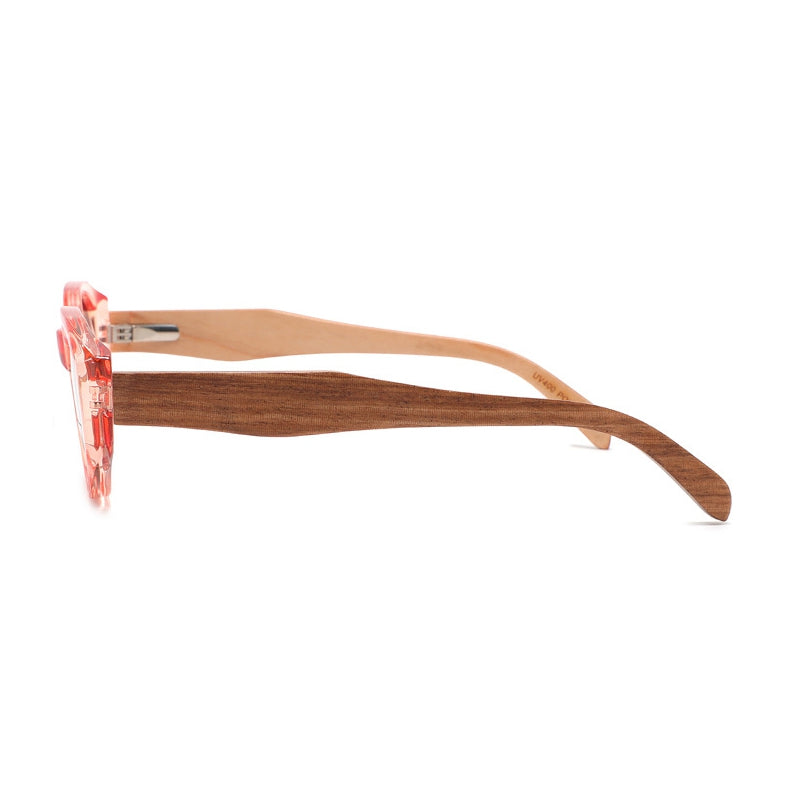 VITA CORAL Geometric | Polarised Ladies Sunglasses | Wooden Arms - Hashtag Bamboo