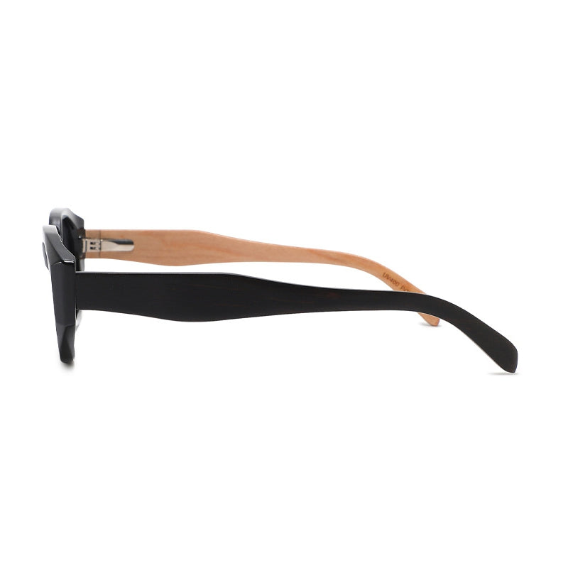 VITA BLACK Geometric | Polarised Ladies Sunglasses | Wooden Arms - Hashtag Bamboo