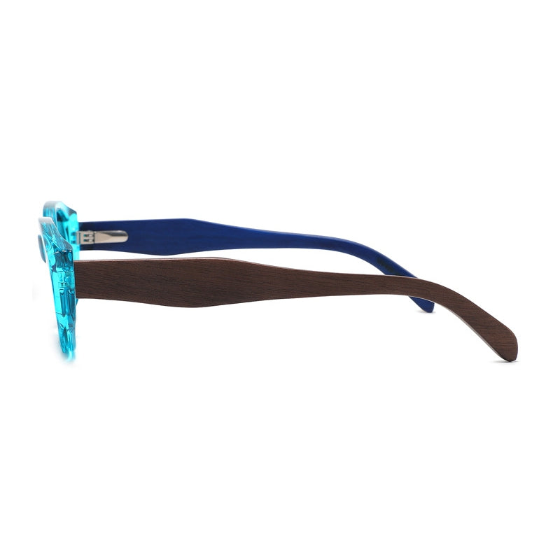 VITA BLUE Geometric | Polarised Ladies Sunglasses | Wooden Arms - Hashtag Bamboo