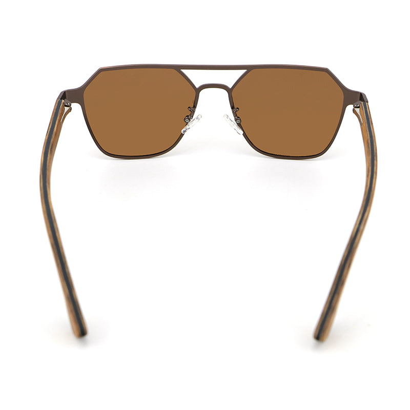 BRUNO BRONZE Geometric Aviator Sunglasses Polarized Lens