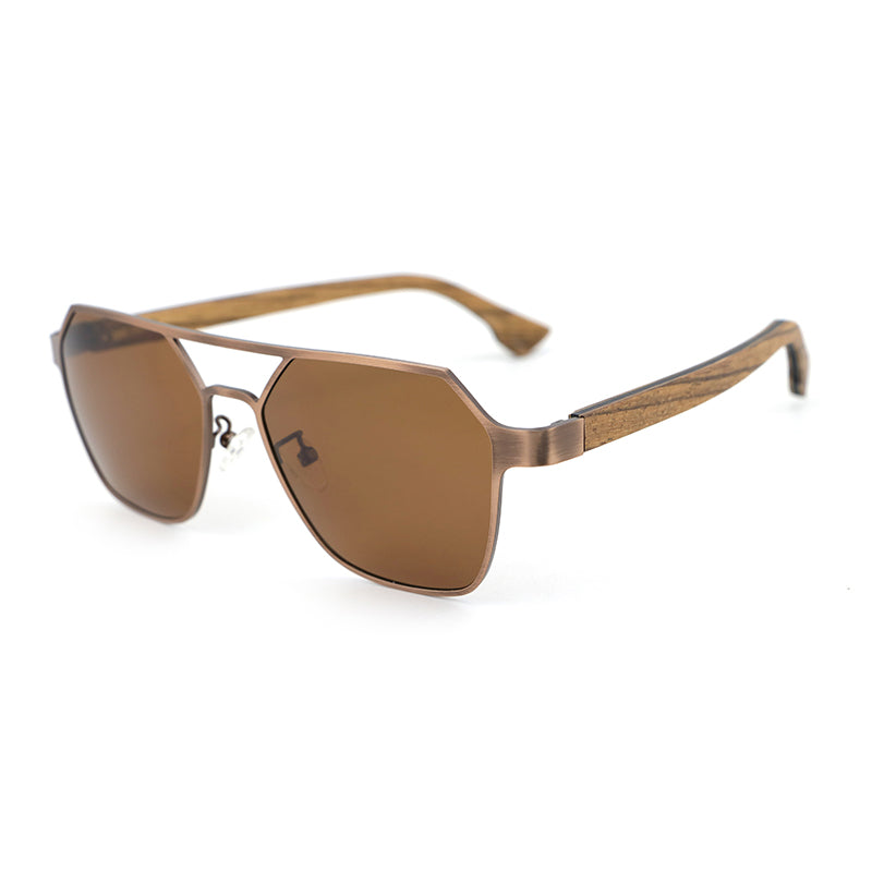 BRUNO BRONZE Geometric Aviator Sunglasses Polarized Lens