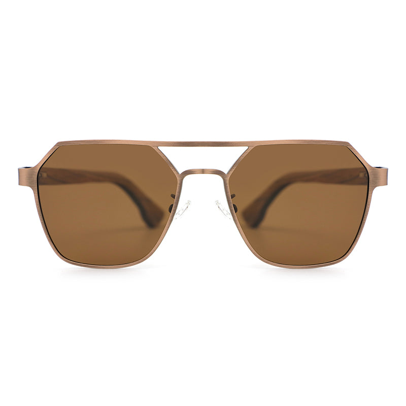 BRUNO BRONZE Geometric Aviator Sunglasses Polarized Lens