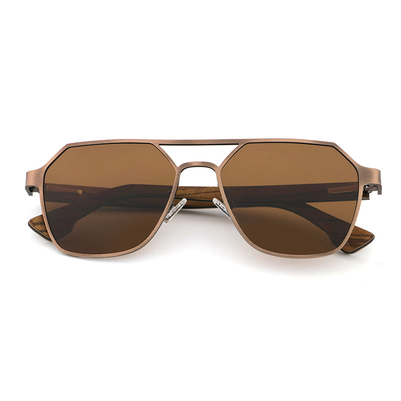 BRUNO BRONZE Geometric Aviator Sunglasses Polarized Lens