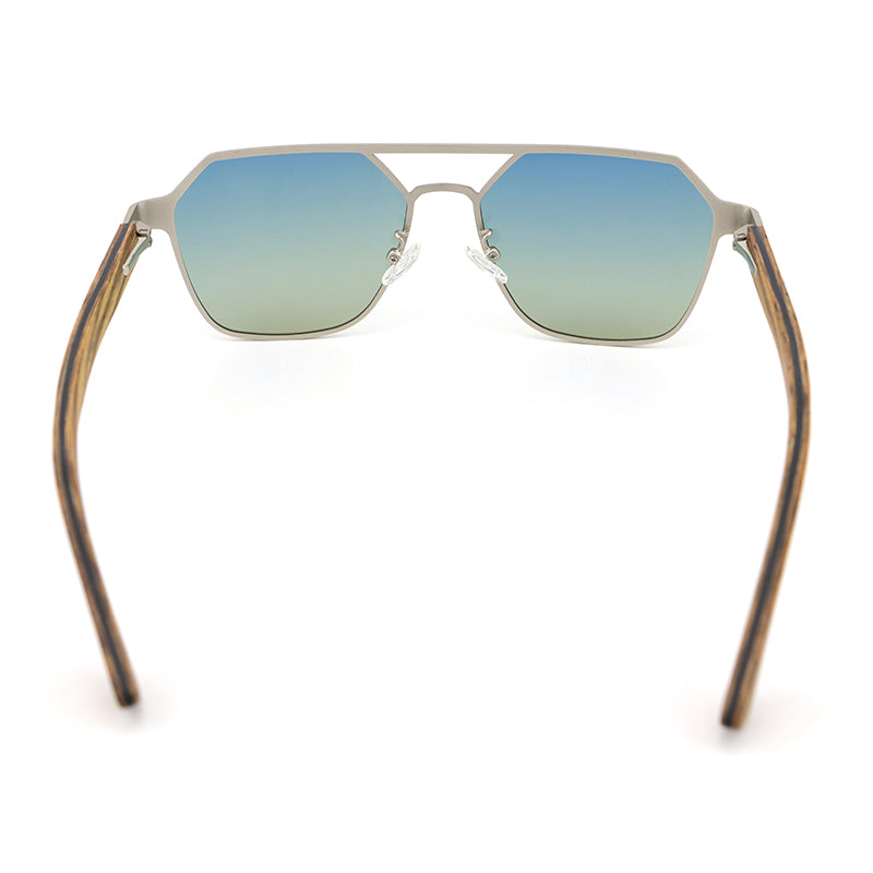 BRUNO BLUE OMBRE Geometric Aviator Sunglasses Polarized Lens