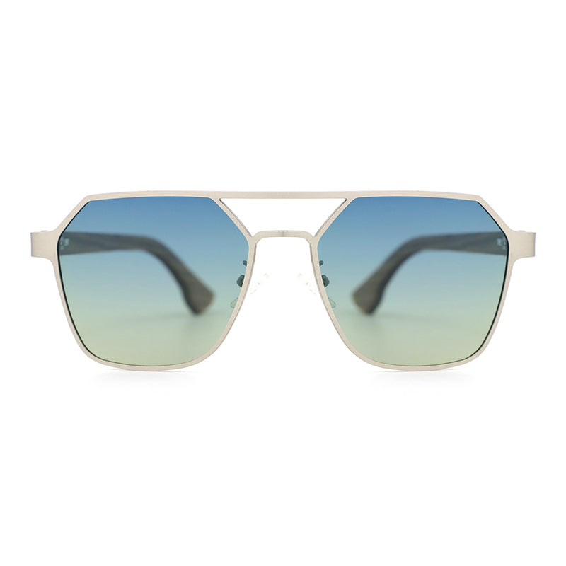 BRUNO BLUE OMBRE Geometric Aviator Sunglasses Polarized Lens