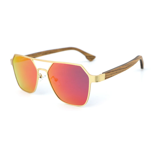 BRUNO RED MIRROR Geometric Aviator Sunglasses Polarized Lens