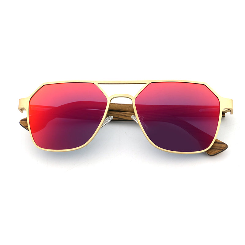 BRUNO RED MIRROR Geometric Aviator Sunglasses Polarized Lens