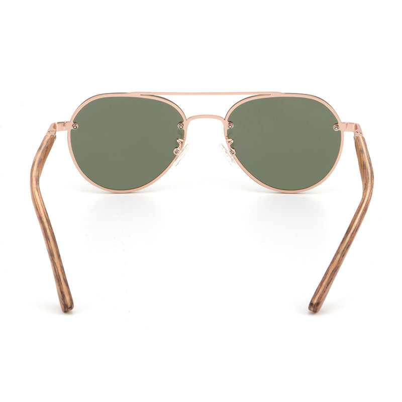 RADAR GREEN G15 Aviator Sunglasses Polarised Lens Wooden Arms