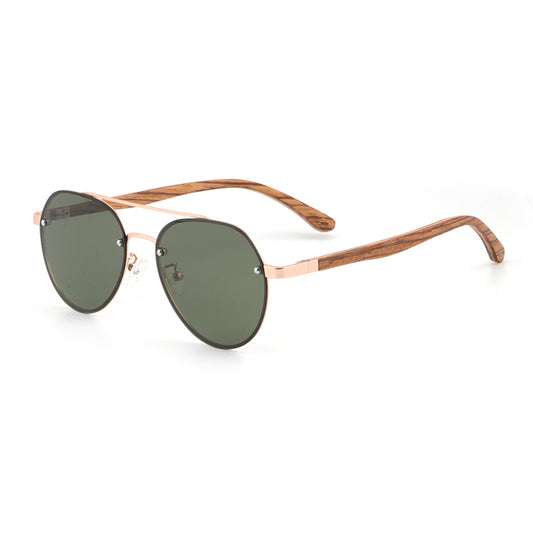 RADAR GREEN G15 Aviator Sunglasses Polarised Lens Wooden Arms