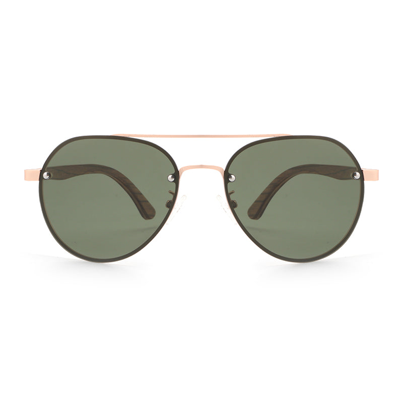 RADAR GREEN G15 Aviator Sunglasses Polarised Lens Wooden Arms