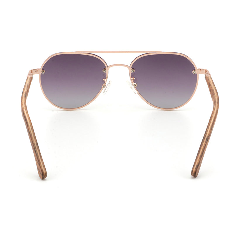 RADAR PURPLE Aviator Sunglasses Polarised Lens Wooden Arms