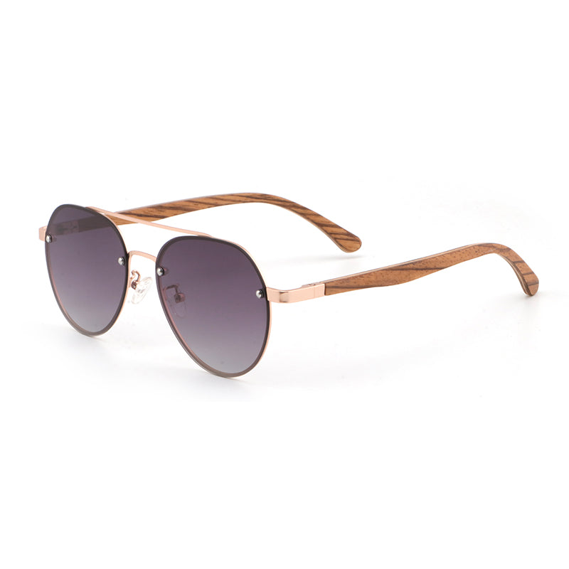 RADAR PURPLE Aviator Sunglasses Polarised Lens Wooden Arms