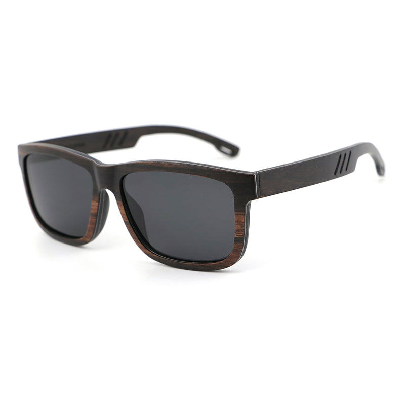 BRILL EBONY GREY Men's Wooden Sunglasses Polarised Lens - Hashtag Bamboo