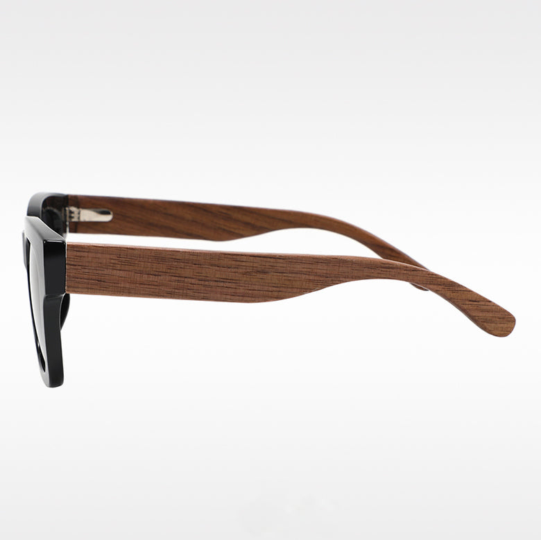 HARPER BLACK Ladies Sunglasses Polarised Lens Wooden Arms