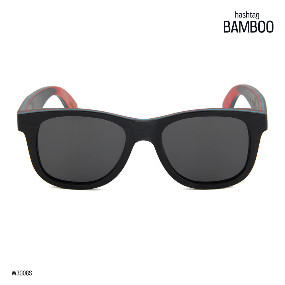 SKATEBOARD Sunglasses SOLID WOOD Polarised Lens - Wayfarer Ladies - Hashtag Bamboo