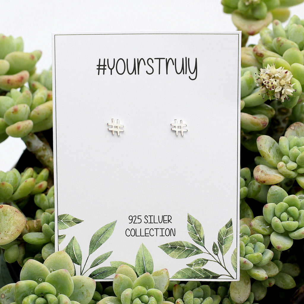 925 silver hashtag earrings, our Hashtag Bamboo signature look. Fun and funky genuine silver ear-rings. R59 delivery anywhere in SA.
