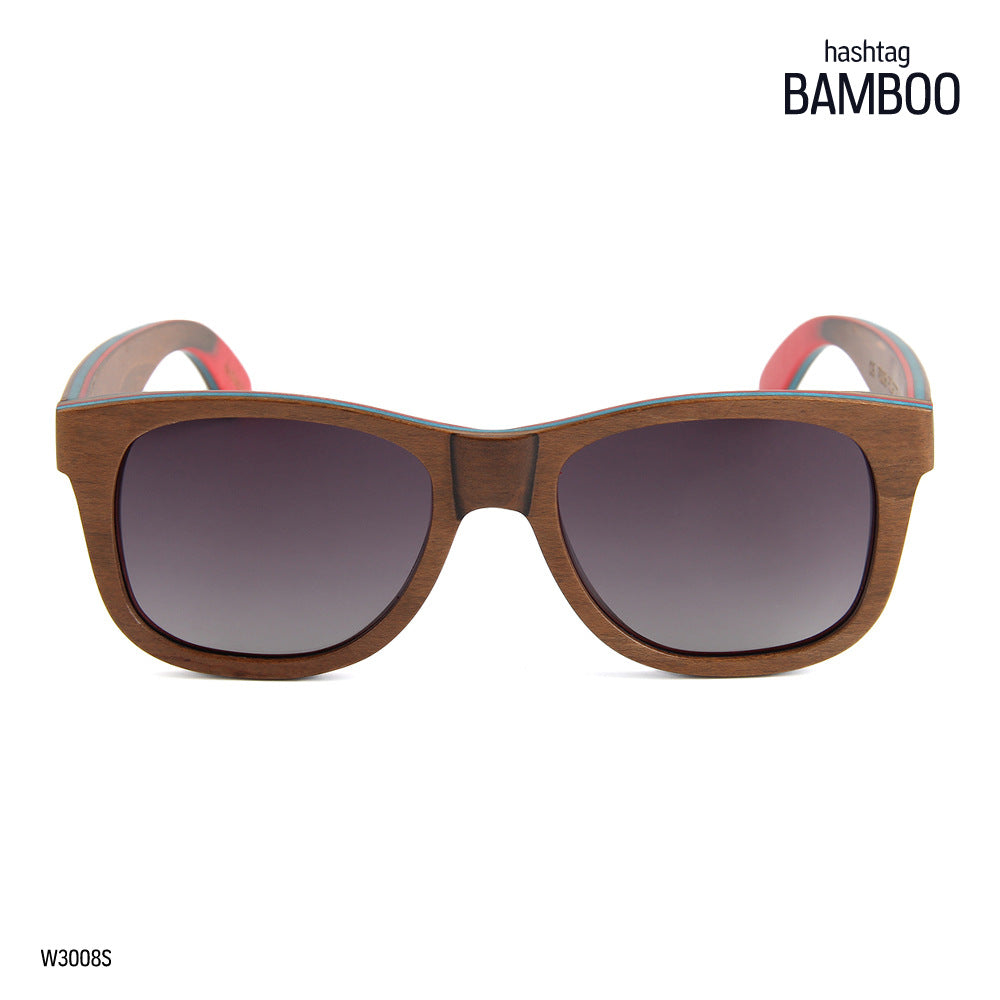 SKATEBOARD Sunglasses SOLID WOOD Polarised Lens - Wayfarer Ladies - Hashtag Bamboo