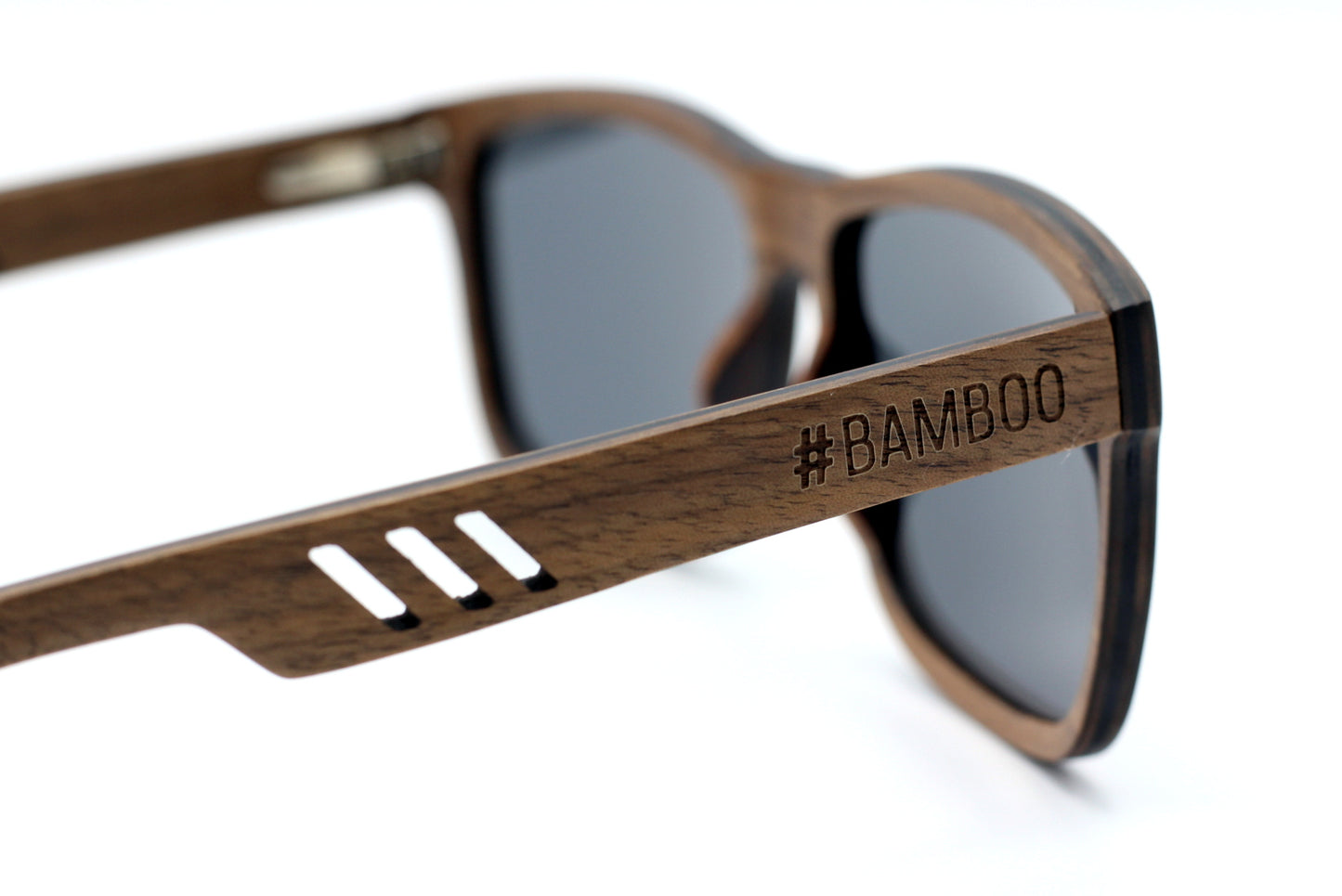SOLID WOOD Men's Sunglasses Zebra Wood Grey Polarised Lens - THE BRILL - Hashtag Bamboo
