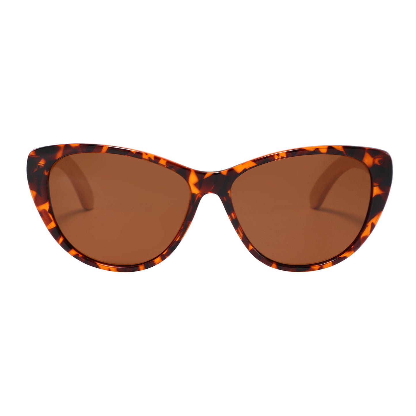 The new, oh-so-flattering Callies in oh-so-trendy brown tortoise-shell frame with polarized brown lens and bamboo wooden arms.